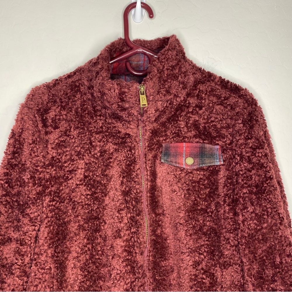 Pendleton Fuzzy Zip Jacket Dark Red Size L - Picture 5 of 10